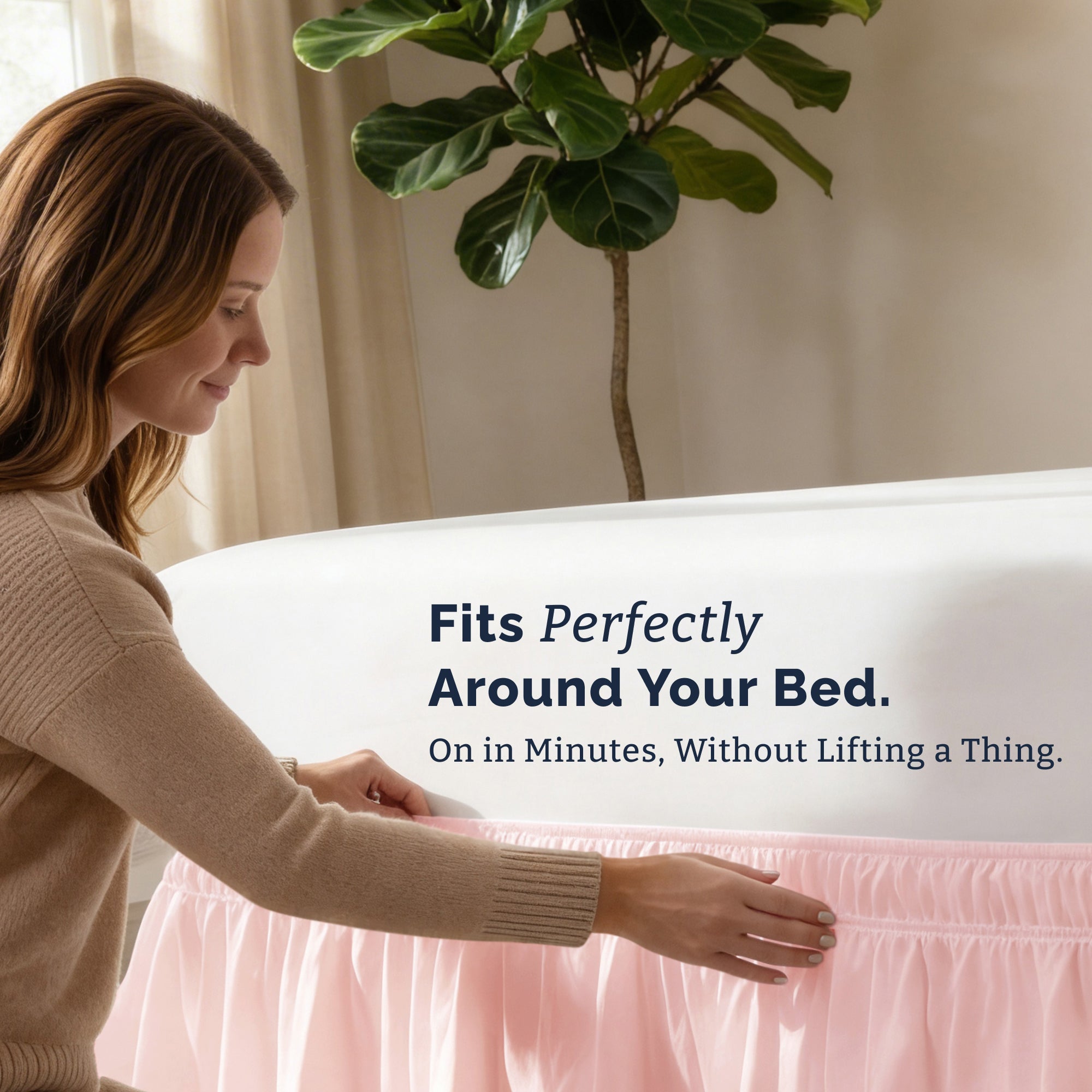Ruffled Elastic Wrap Around Bedskirt 12 Inch Drop