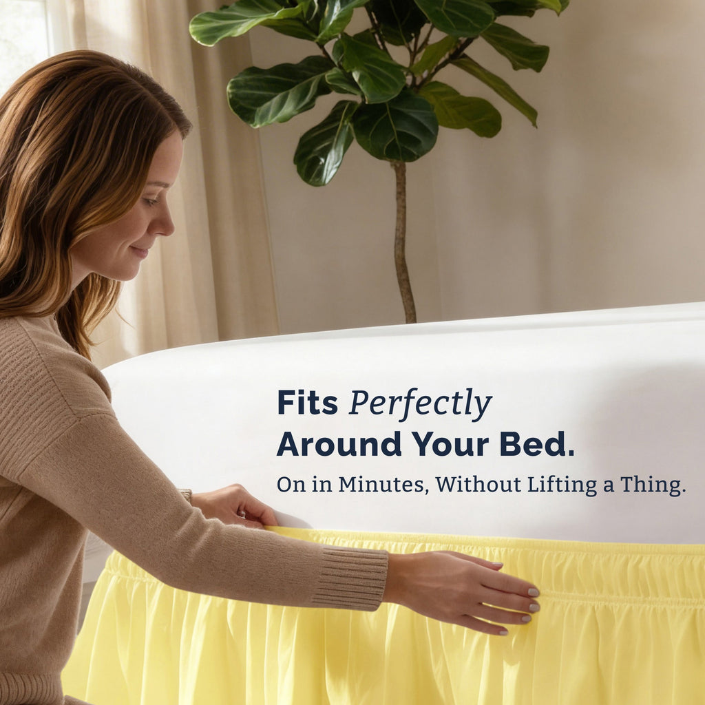Ruffled Elastic Wrap Around Bedskirt 12 Inch Drop