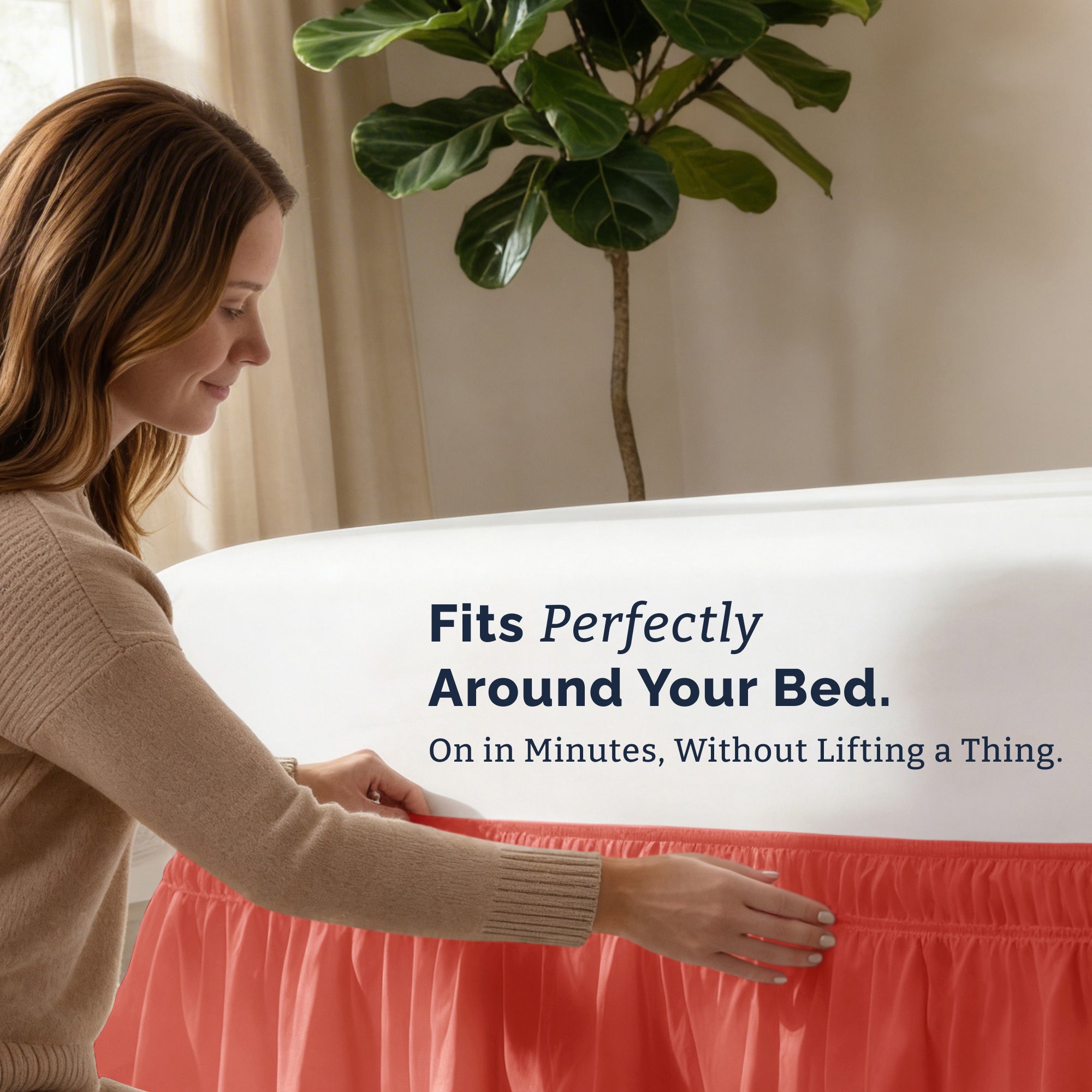 Ruffled Elastic Wrap Around Bedskirt 15 Inch Drop