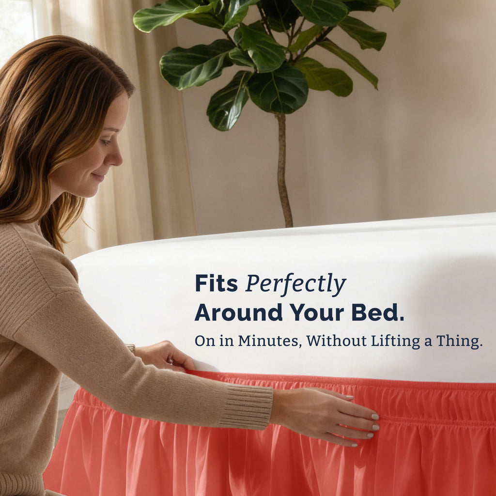 Ruffled Elastic Wrap Around Bedskirt 12 Inch Drop