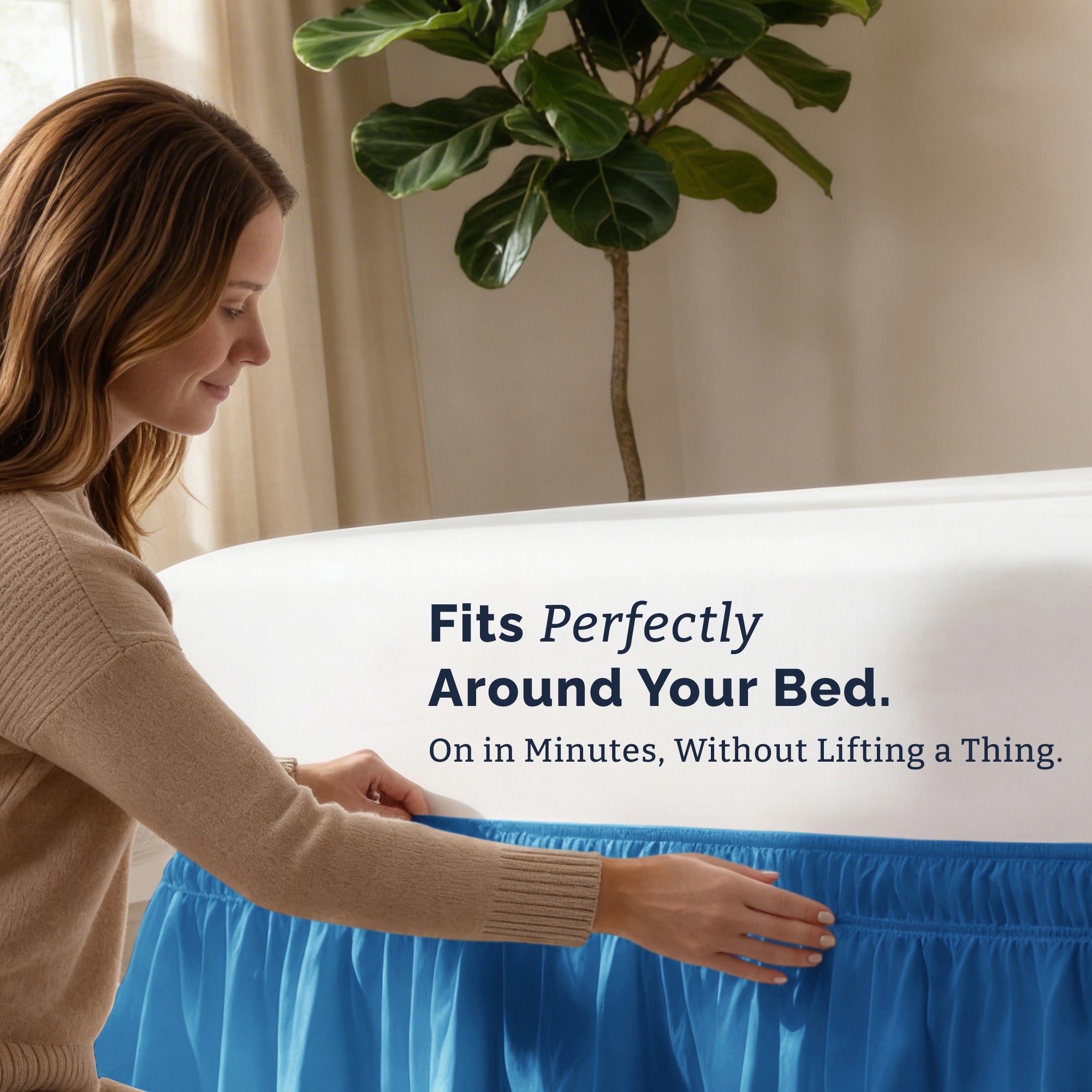 Ruffled Elastic Wrap Around Bedskirt 12 Inch Drop