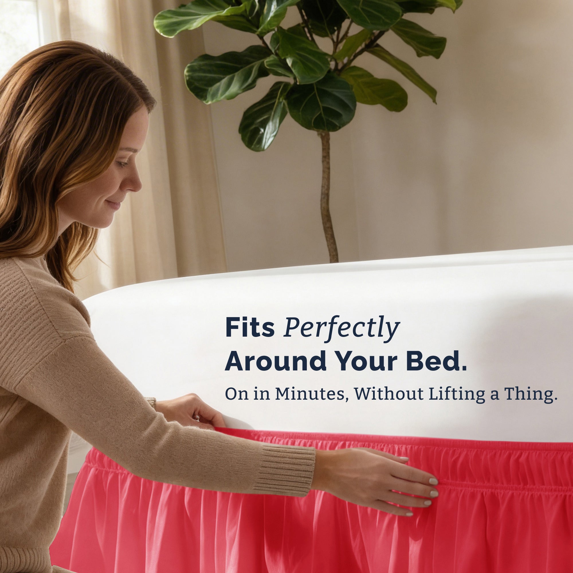 Ruffled Elastic Wrap Around Bedskirt 15 Inch Drop