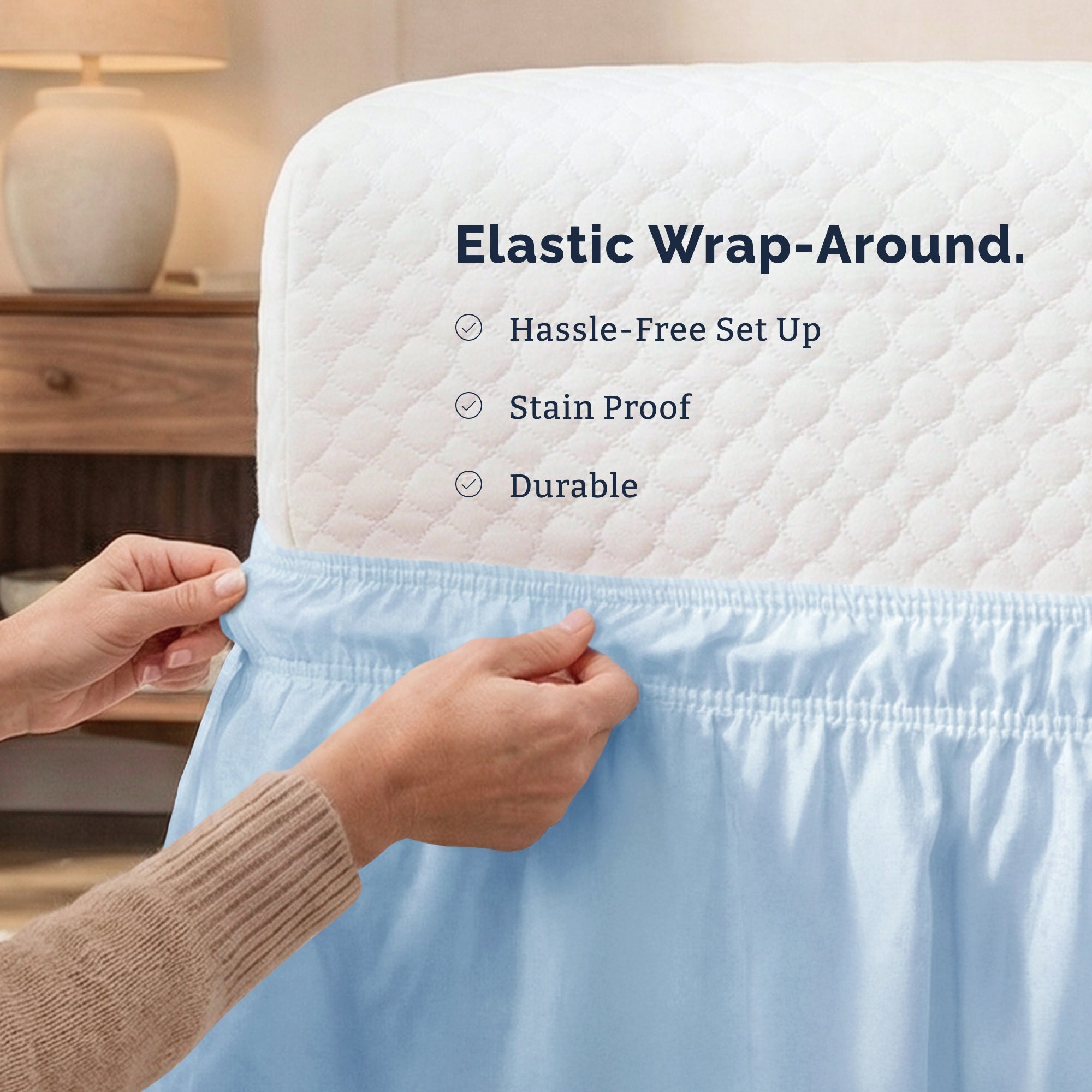 Ruffled Elastic Wrap Around Bedskirt 12 Inch Drop