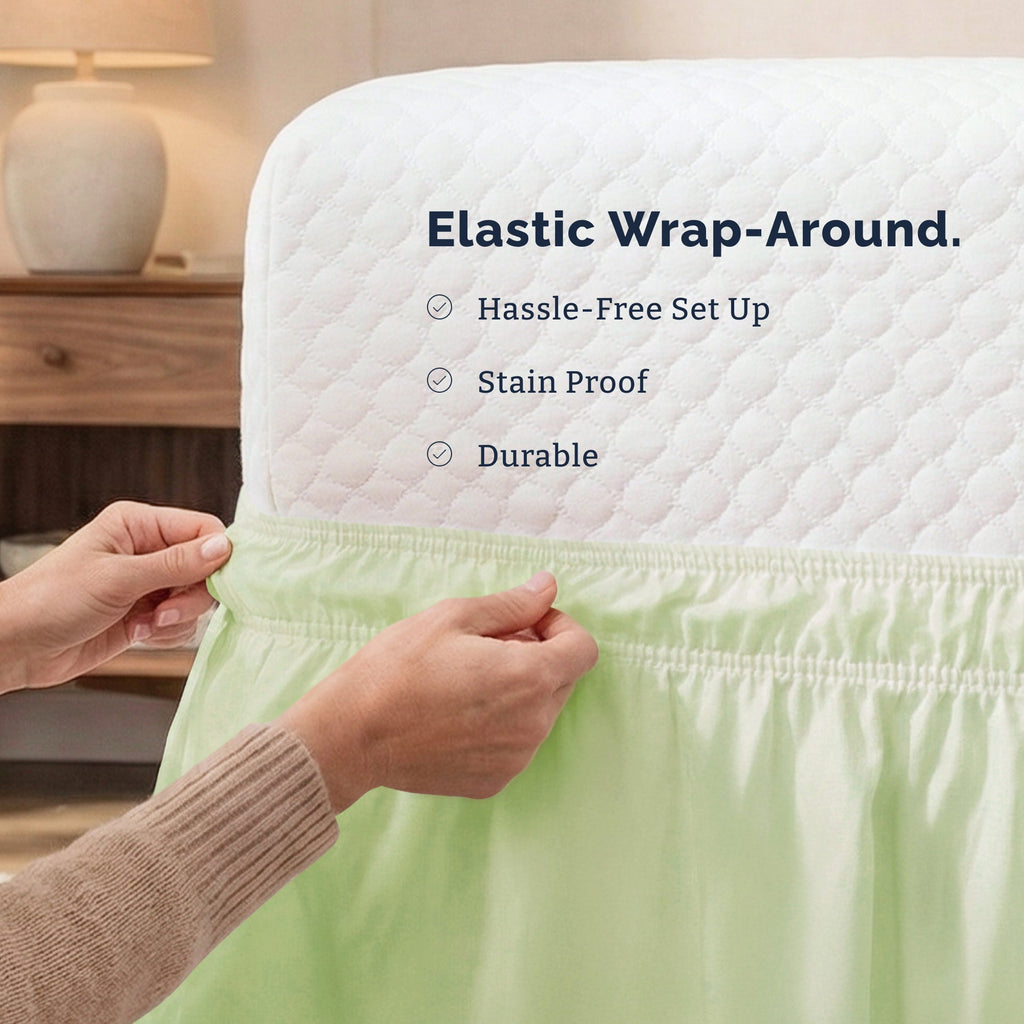 Ruffled Elastic Wrap Around Bedskirt 15 Inch Drop