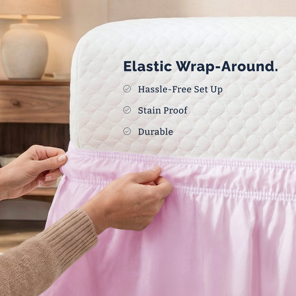 Ruffled Elastic Wrap Around Bedskirt 15 Inch Drop