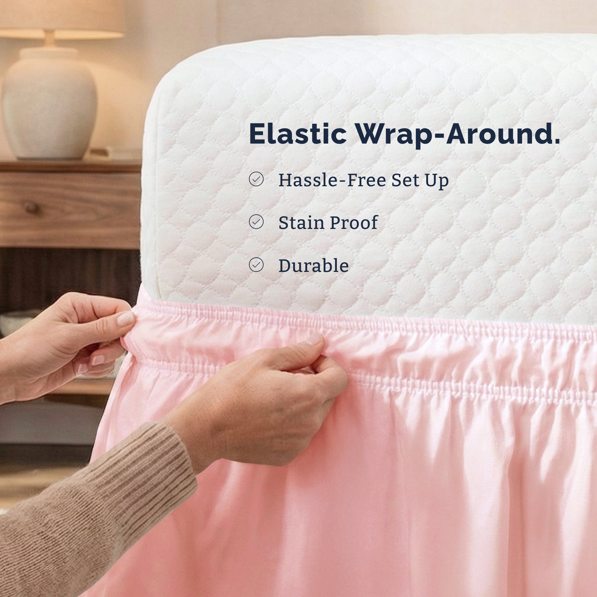 Ruffled Elastic Wrap Around Bedskirt 12 Inch Drop