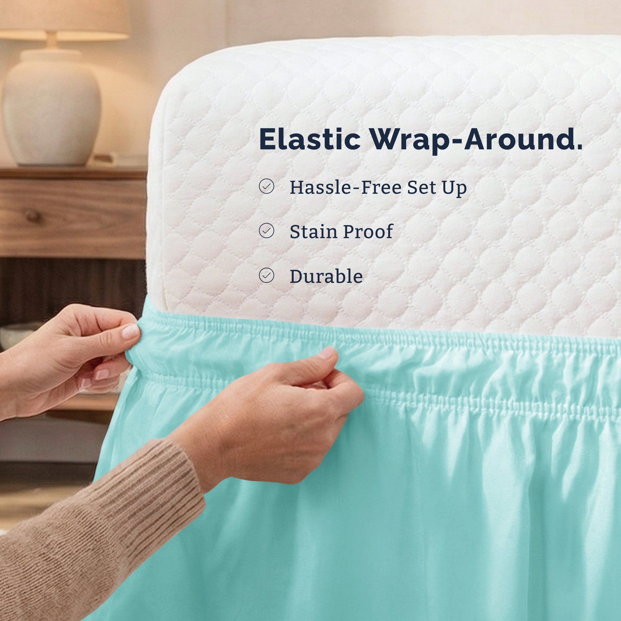 Ruffled Elastic Wrap Around Bedskirt 12 Inch Drop