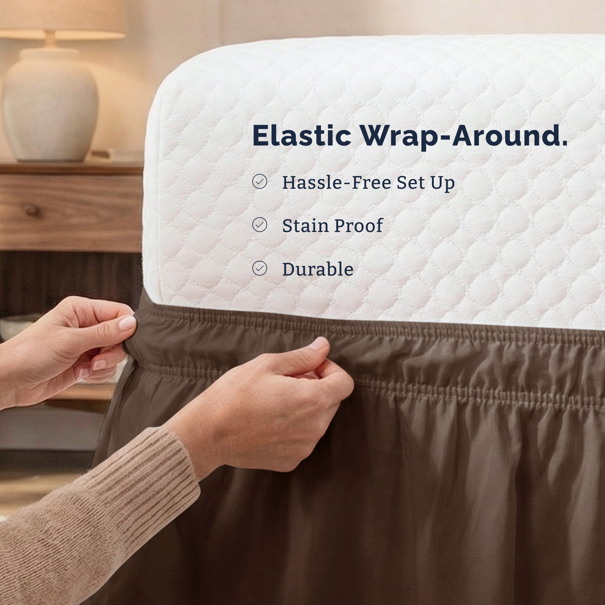 Ruffled Elastic Wrap Around Bedskirt 12 Inch Drop
