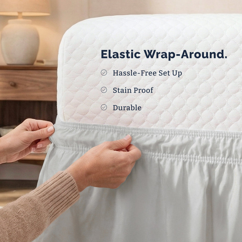 Ruffled Elastic Wrap Around Bedskirt 12 Inch Drop