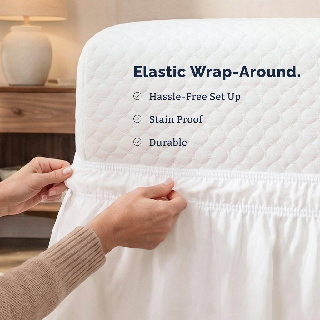 Ruffled Elastic Wrap Around Bedskirt 12 Inch Drop