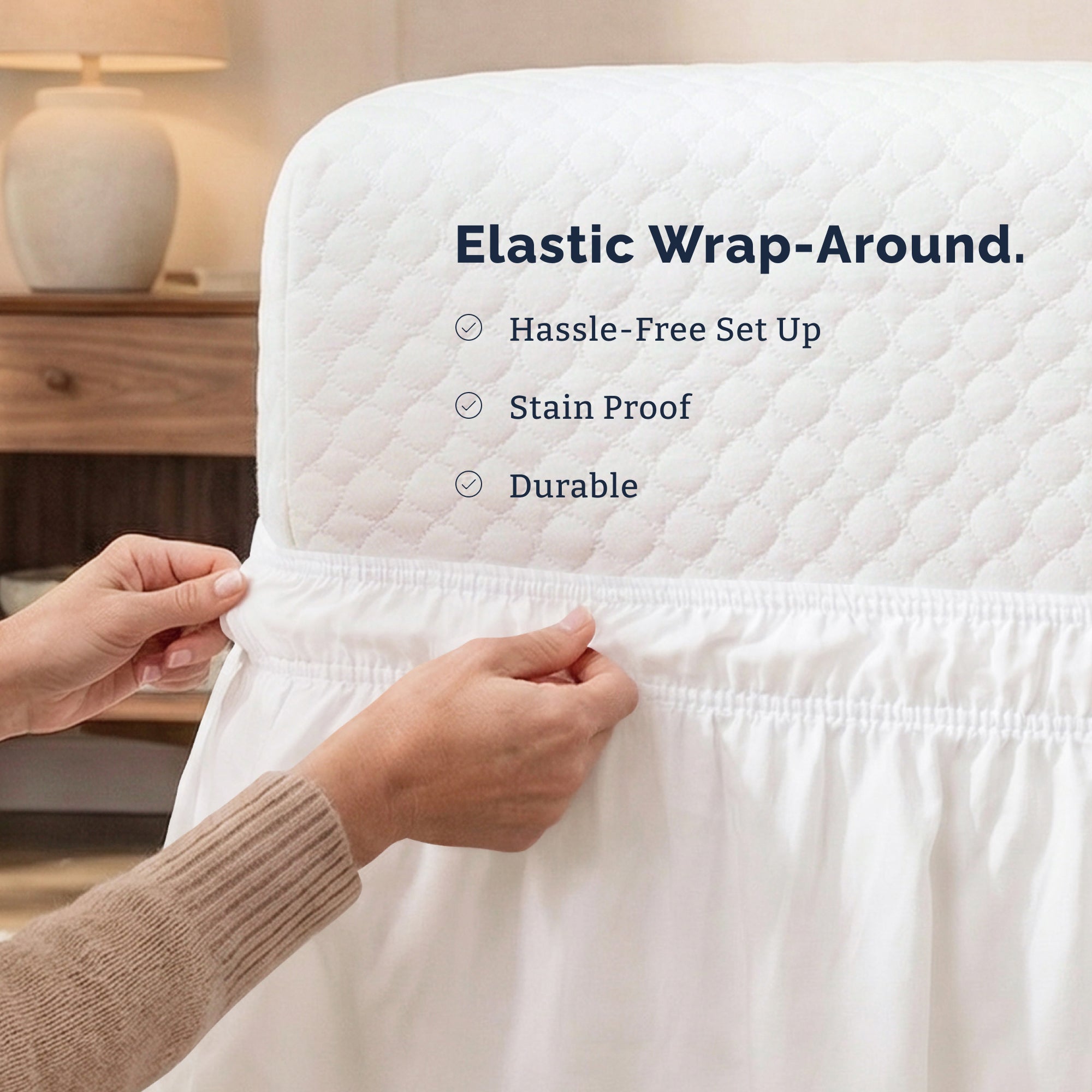 Ruffled Elastic Wrap Around Bedskirt 12 Inch Drop
