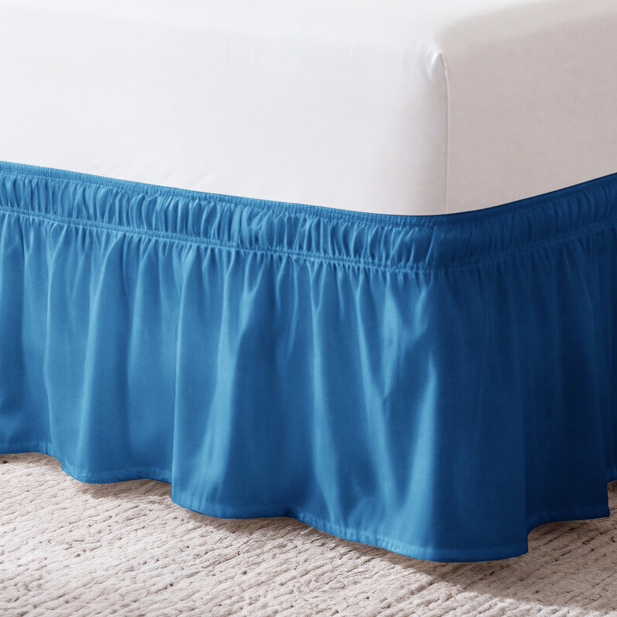 Ruffled Elastic Wrap Around Bedskirt 12 Inch Drop