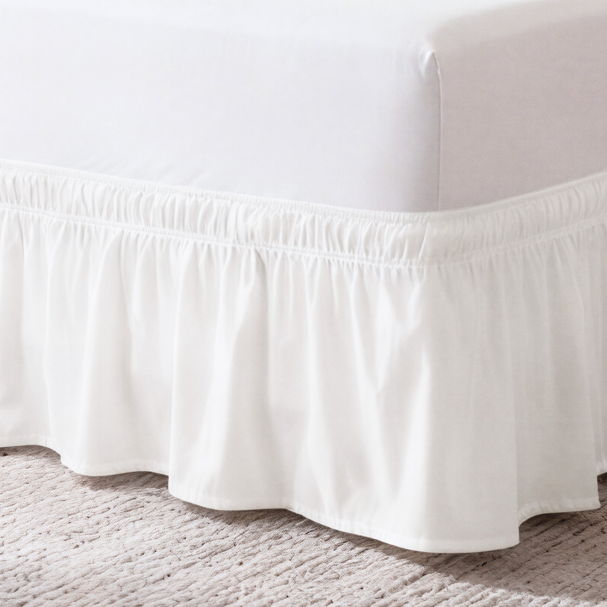 Ruffled Elastic Wrap Around Bedskirt 15 Inch Drop