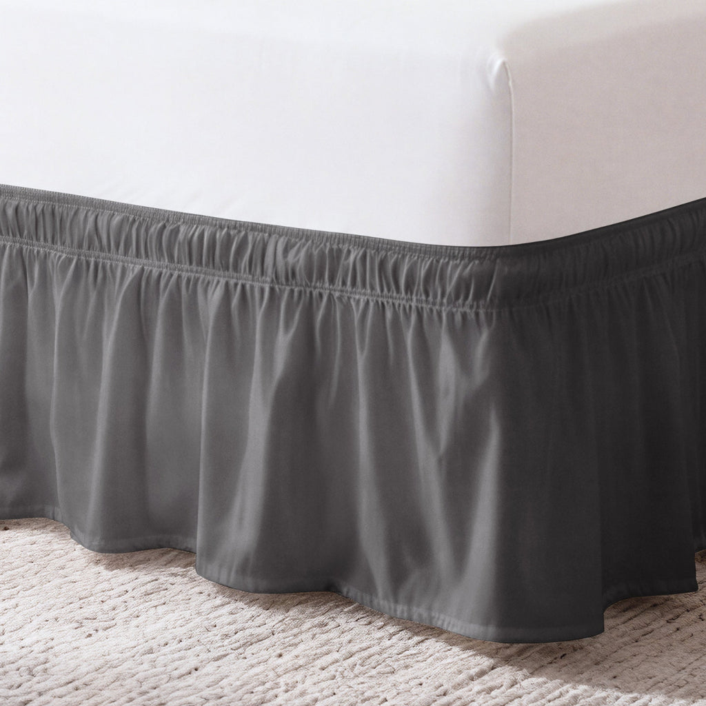 Ruffled Elastic Wrap Around Bedskirt 15 Inch Drop