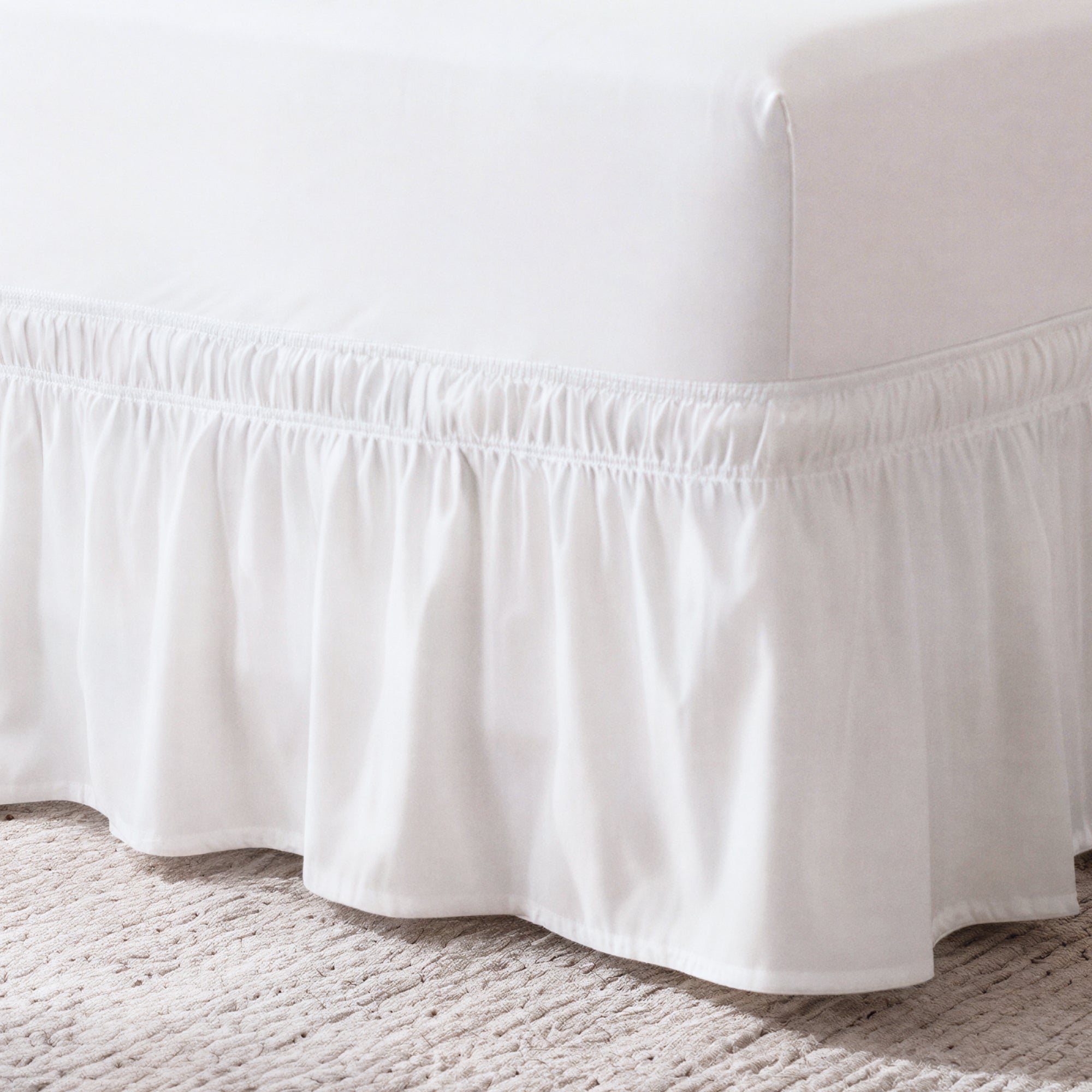 Ruffled Elastic Wrap Around Bedskirt 12 Inch Drop