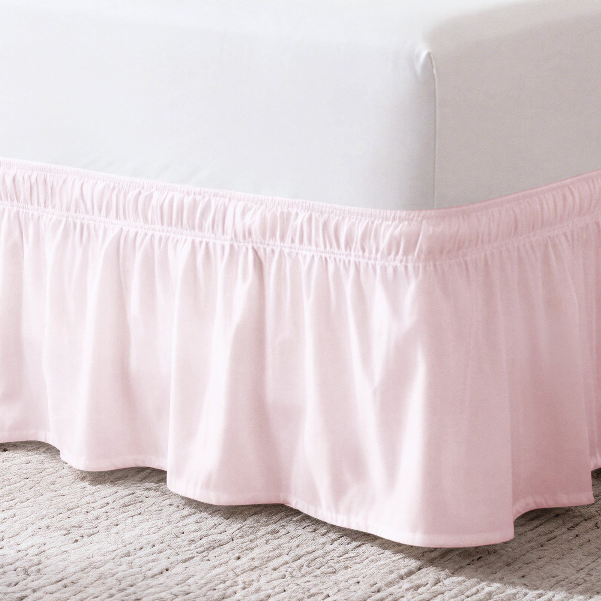 Ruffled Elastic Wrap Around Bedskirt 15 Inch Drop