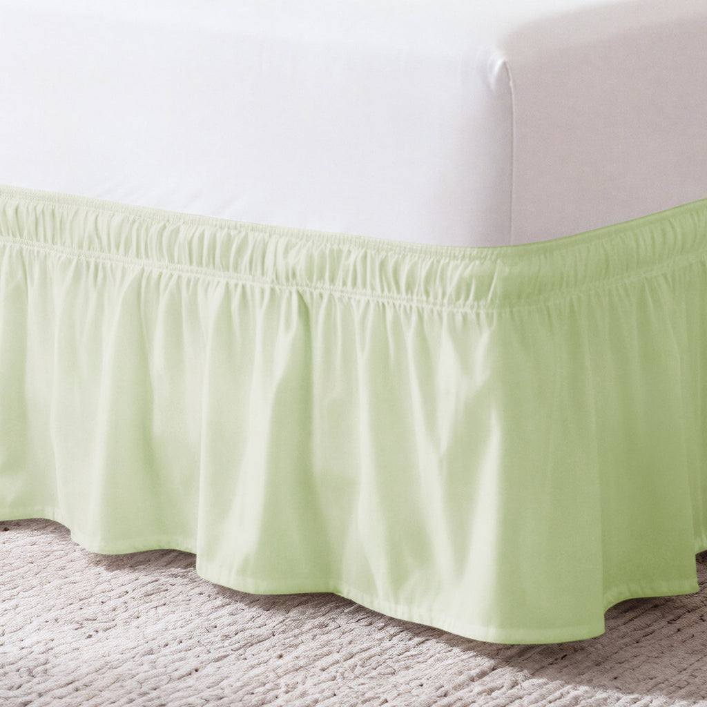 Ruffled Elastic Wrap Around Bedskirt 15 Inch Drop