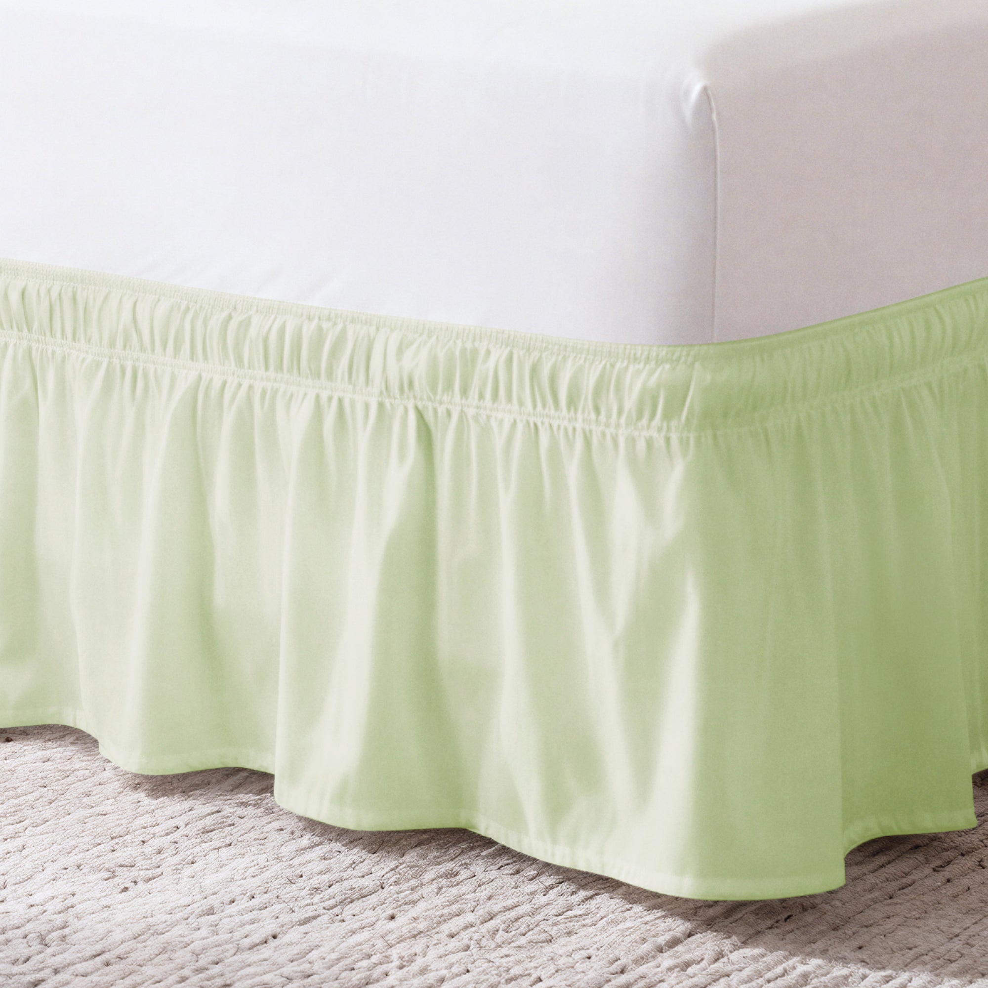 Ruffled Elastic Wrap Around Bedskirt 15 Inch Drop