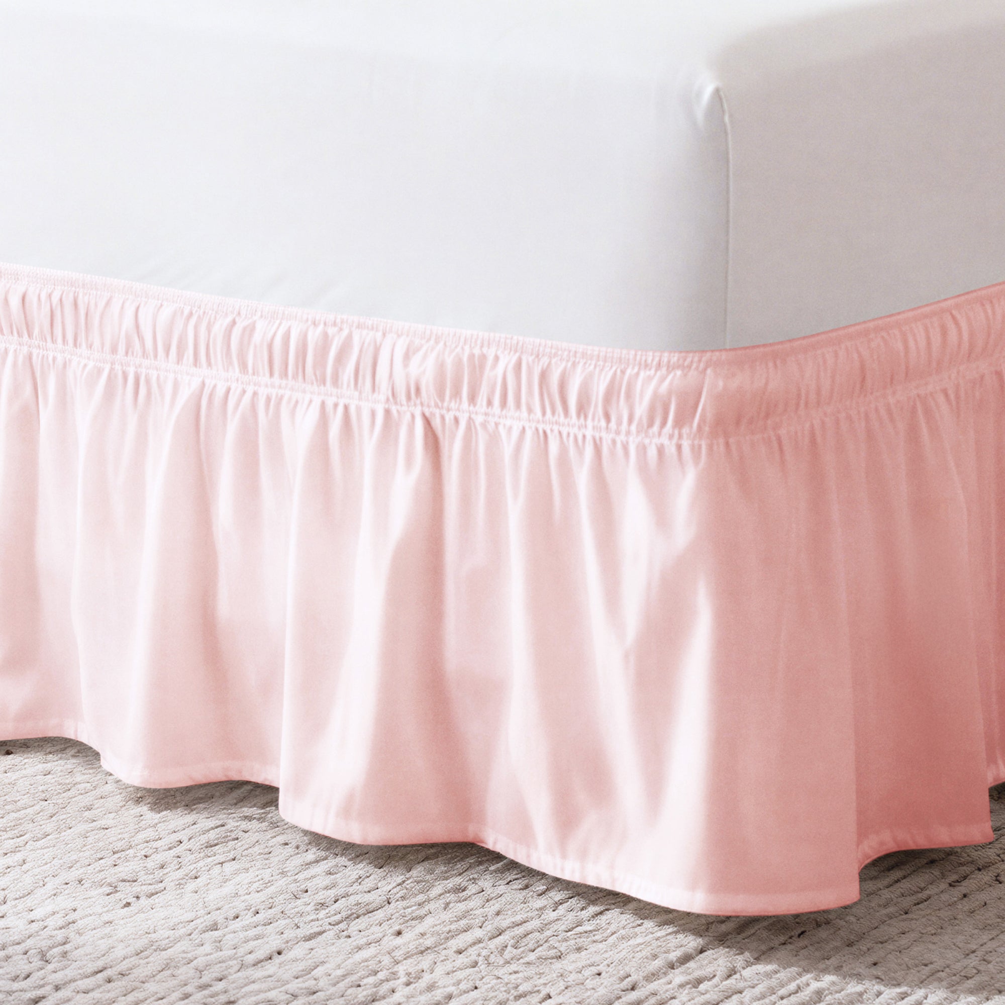 Ruffled Elastic Wrap Around Bedskirt 12 Inch Drop