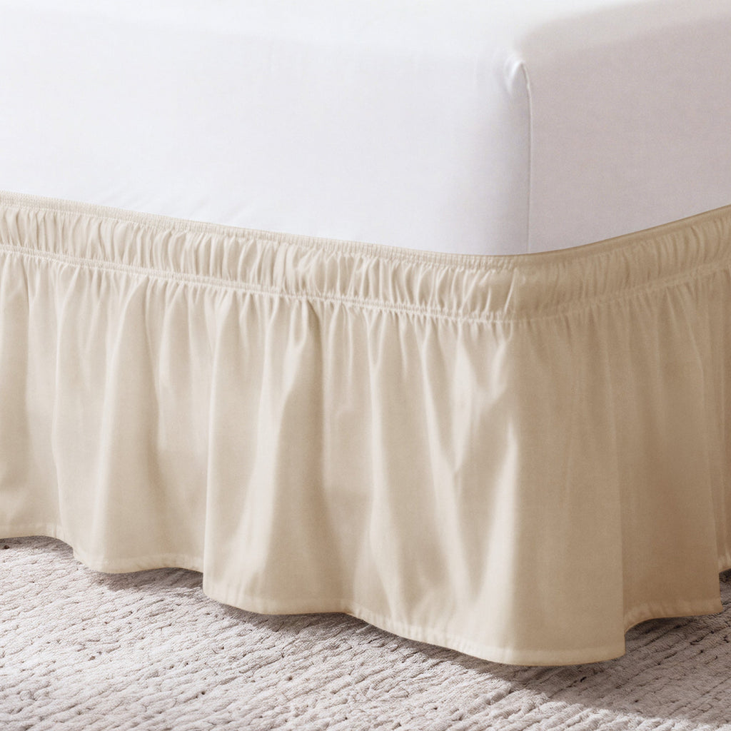 Ruffled Elastic Wrap Around Bedskirt 15 Inch Drop