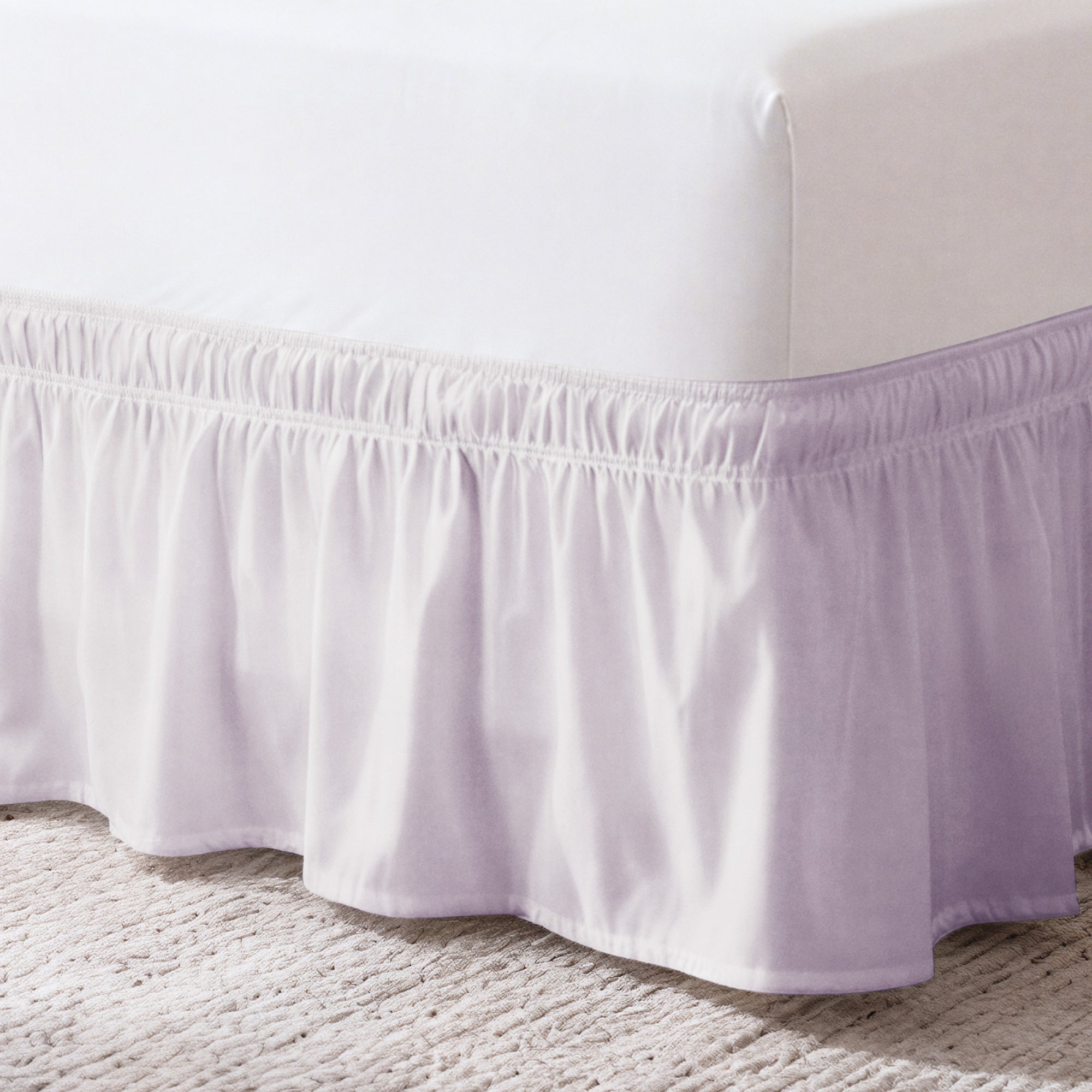 Ruffled Elastic Wrap Around Bedskirt 15 Inch Drop