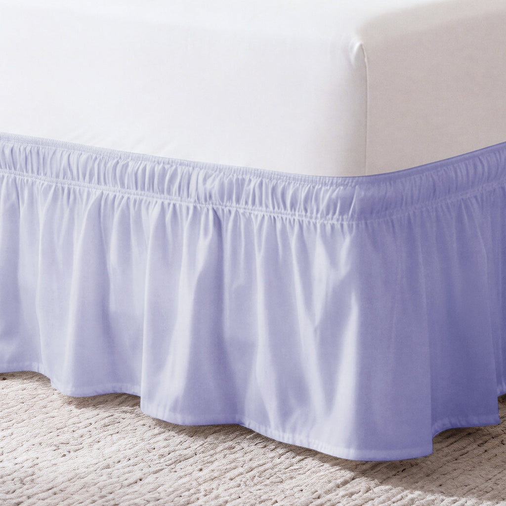 Ruffled Elastic Wrap Around Bedskirt 15 Inch Drop