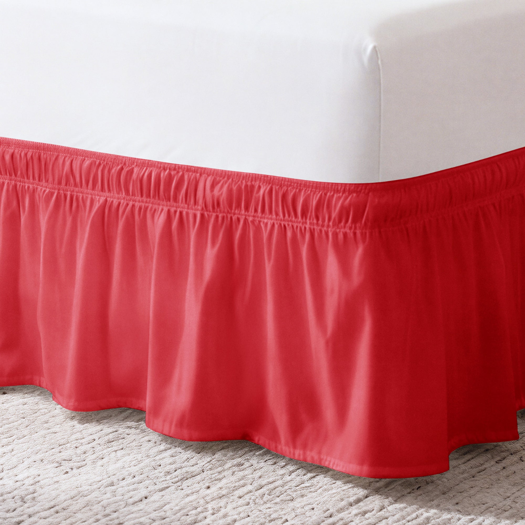 Ruffled Elastic Wrap Around Bedskirt 12 Inch Drop