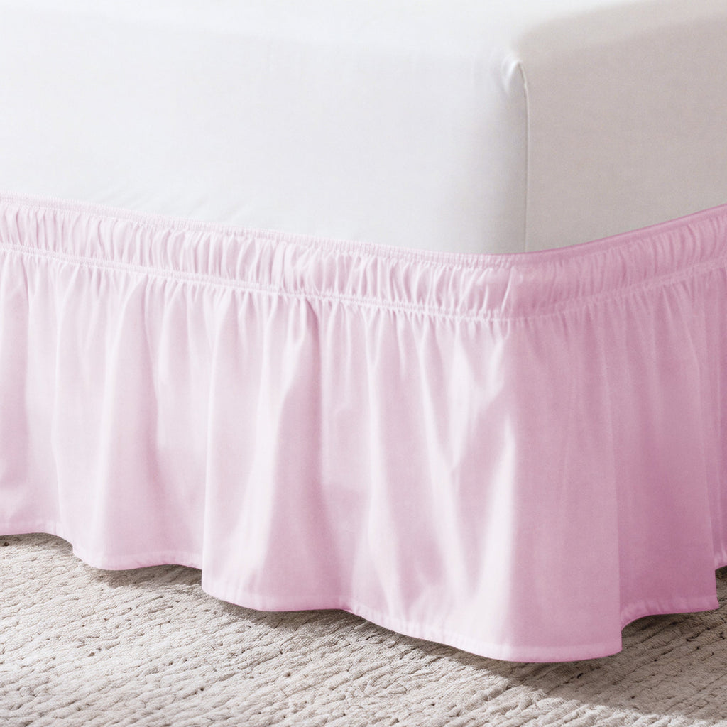 Ruffled Elastic Wrap Around Bedskirt 15 Inch Drop