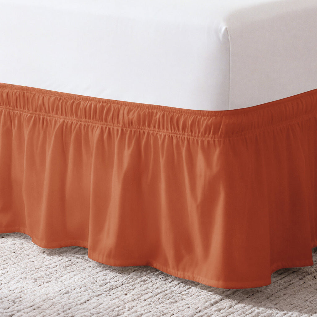 Ruffled Elastic Wrap Around Bedskirt 12 Inch Drop