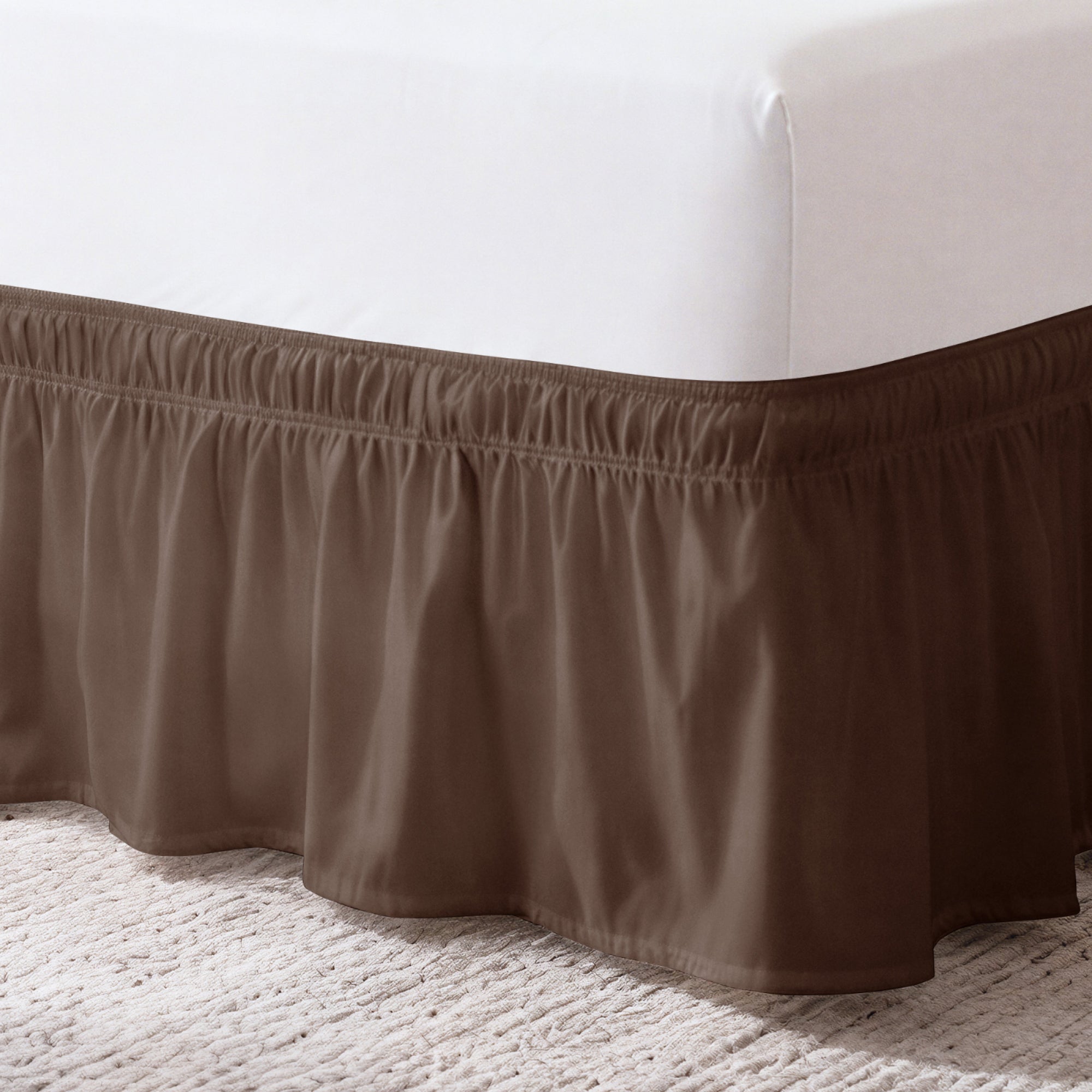 Ruffled Elastic Wrap Around Bedskirt 12 Inch Drop