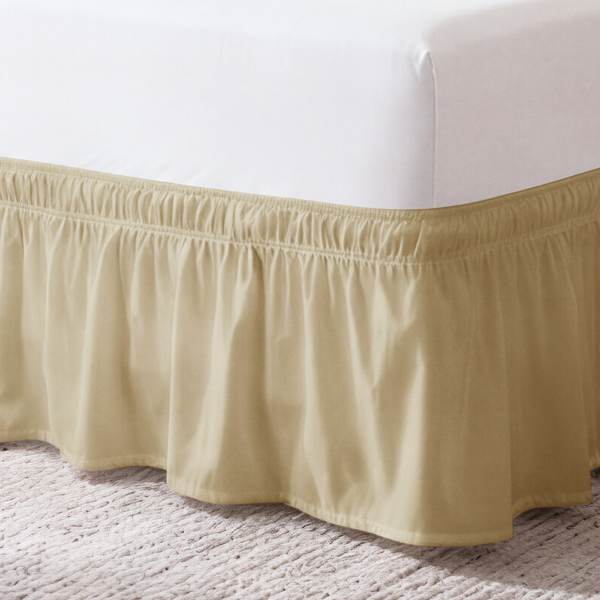 Ruffled Elastic Wrap Around Bedskirt 12 Inch Drop