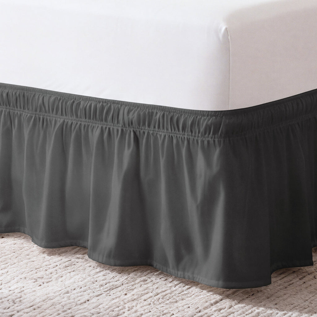 Ruffled Elastic Wrap Around Bedskirt 12 Inch Drop