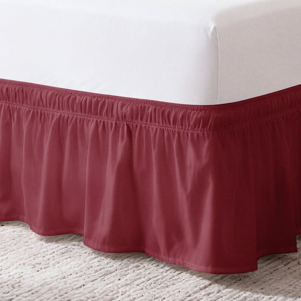 Ruffled Elastic Wrap Around Bedskirt 15 Inch Drop
