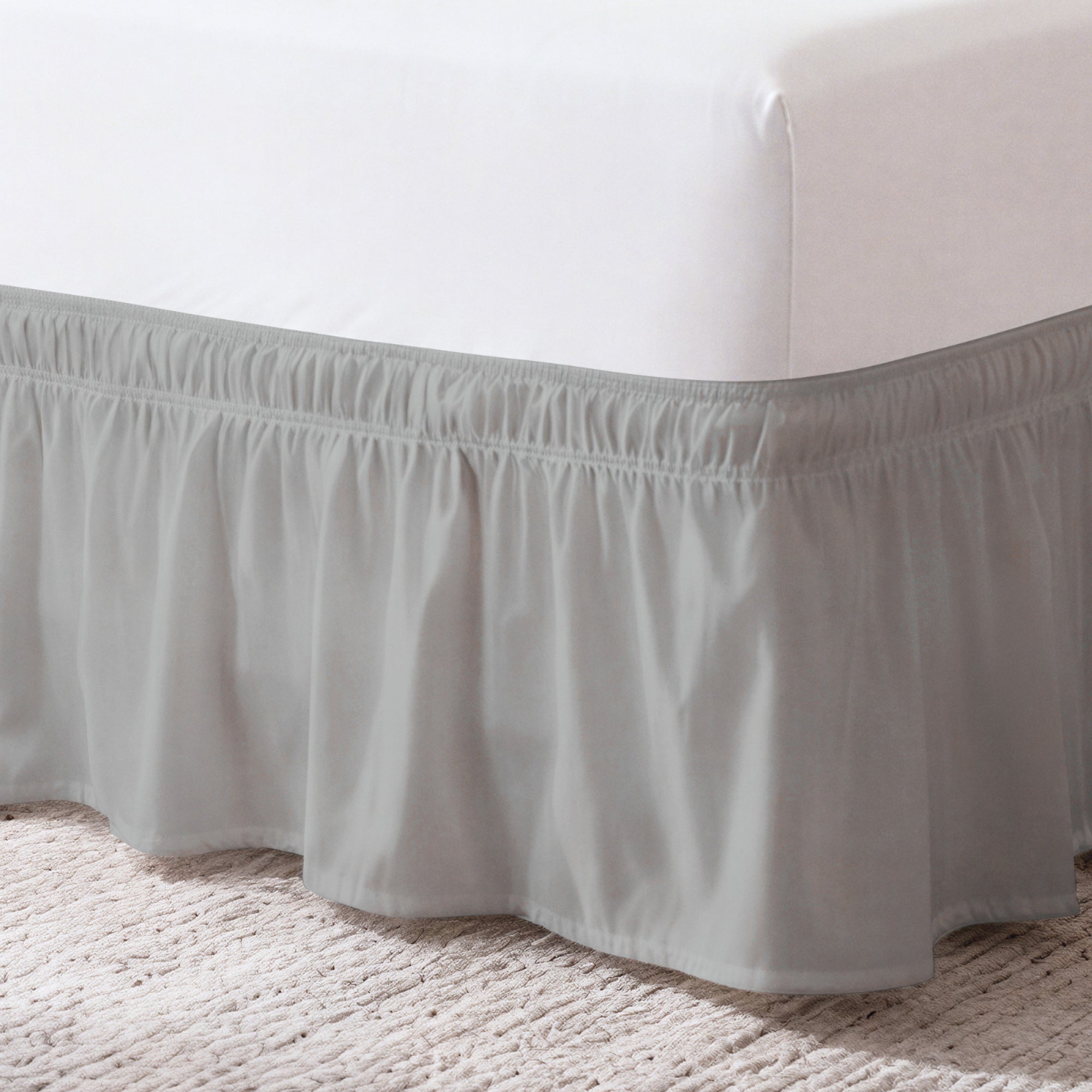 Ruffled Elastic Wrap Around Bedskirt 12 Inch Drop