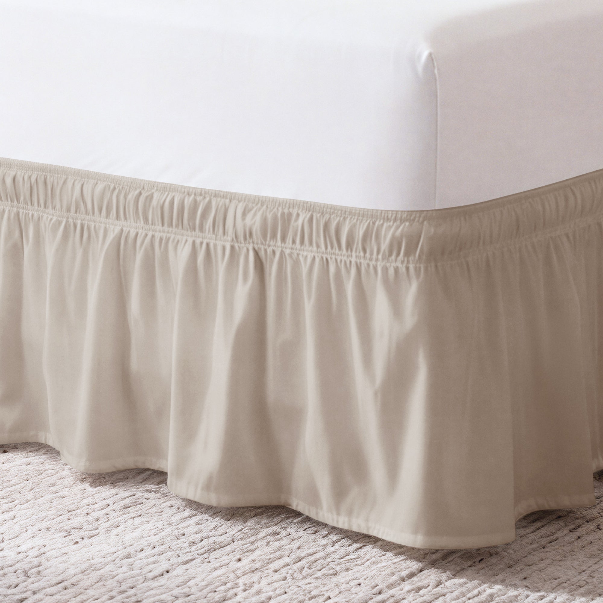 Ruffled Elastic Wrap Around Bedskirt 12 Inch Drop