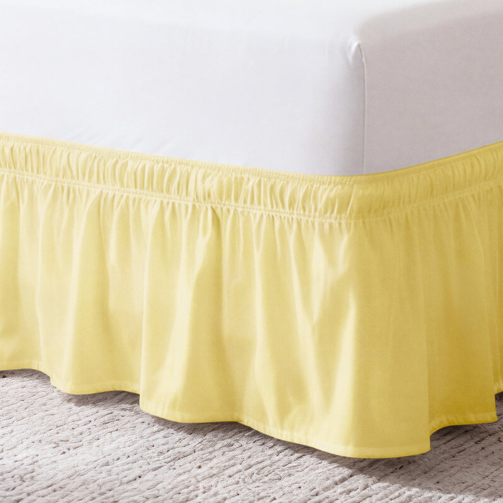 Ruffled Elastic Wrap Around Bedskirt 15 Inch Drop