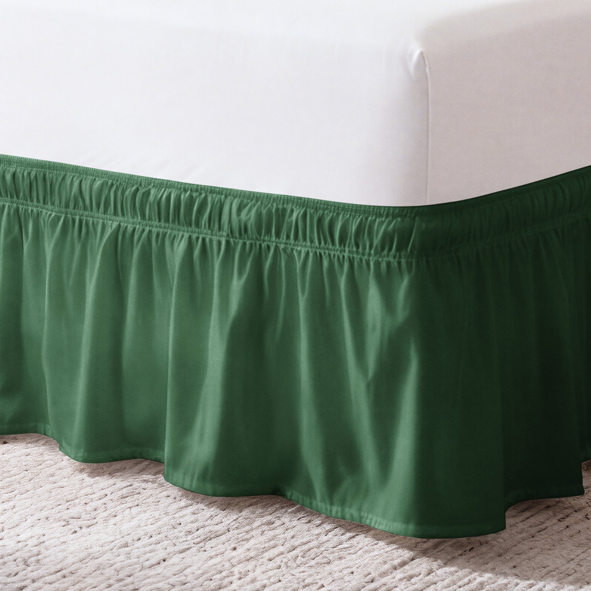 Ruffled Elastic Wrap Around Bedskirt 12 Inch Drop