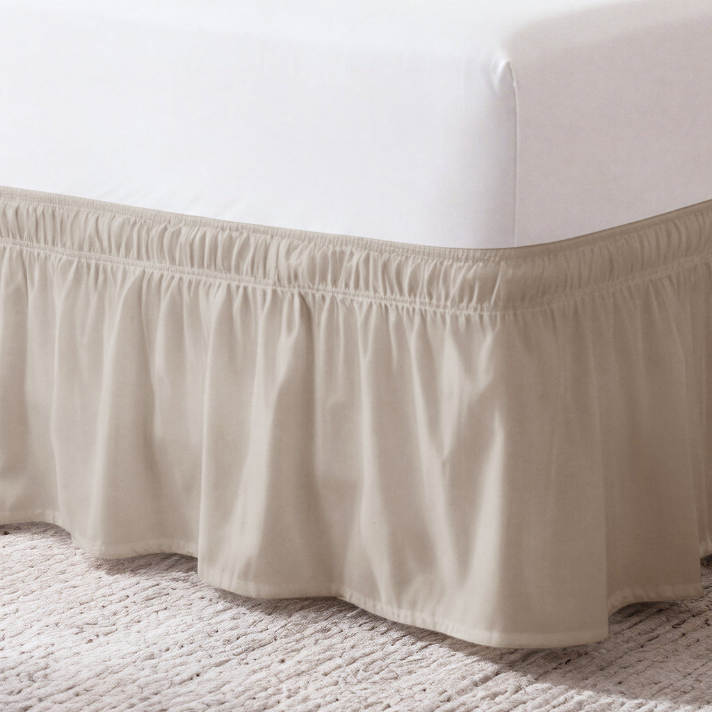 Ruffled Elastic Wrap Around Bedskirt 15 Inch Drop