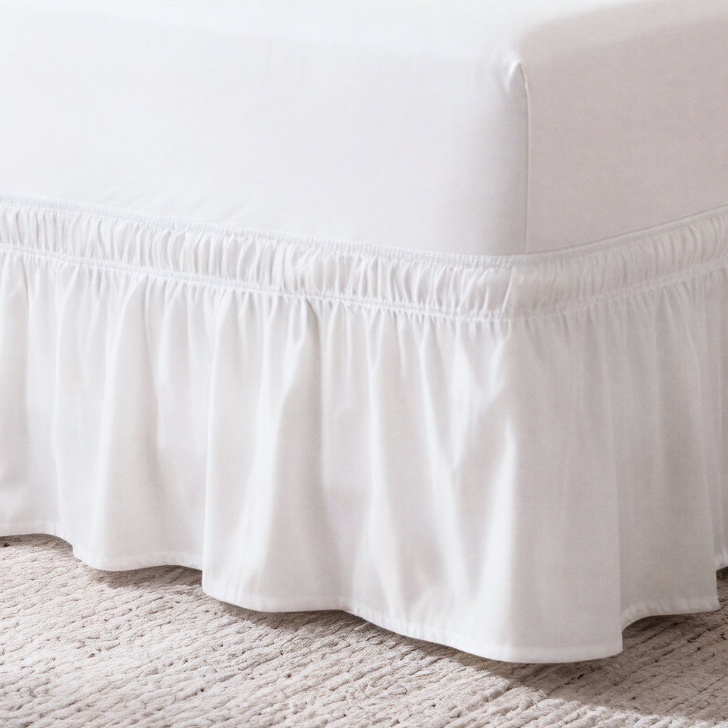 Ruffled Elastic Wrap Around Bedskirt 15 Inch Drop