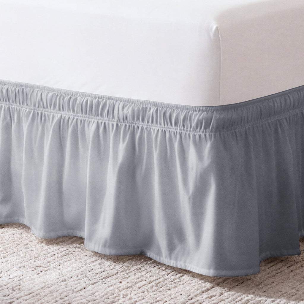 Ruffled Elastic Wrap Around Bedskirt 12 Inch Drop