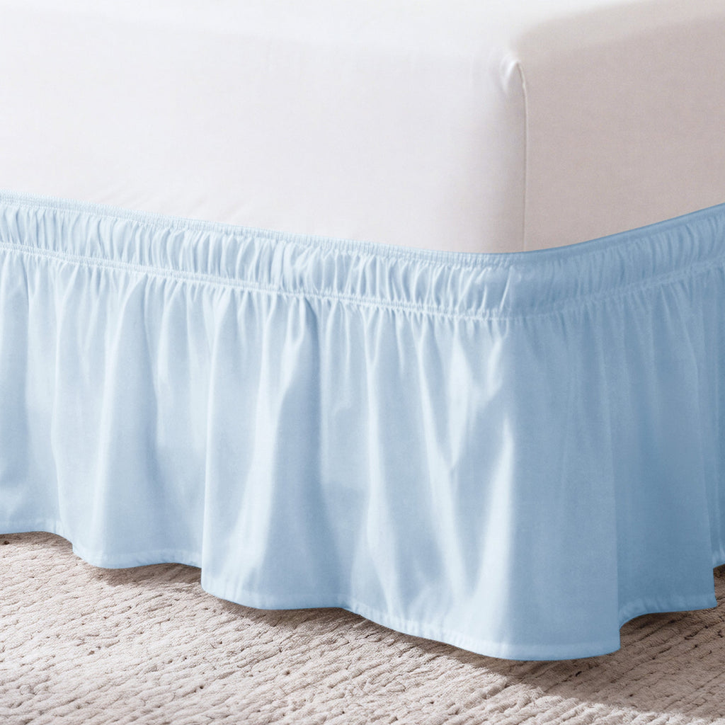Ruffled Elastic Wrap Around Bedskirt 15 Inch Drop