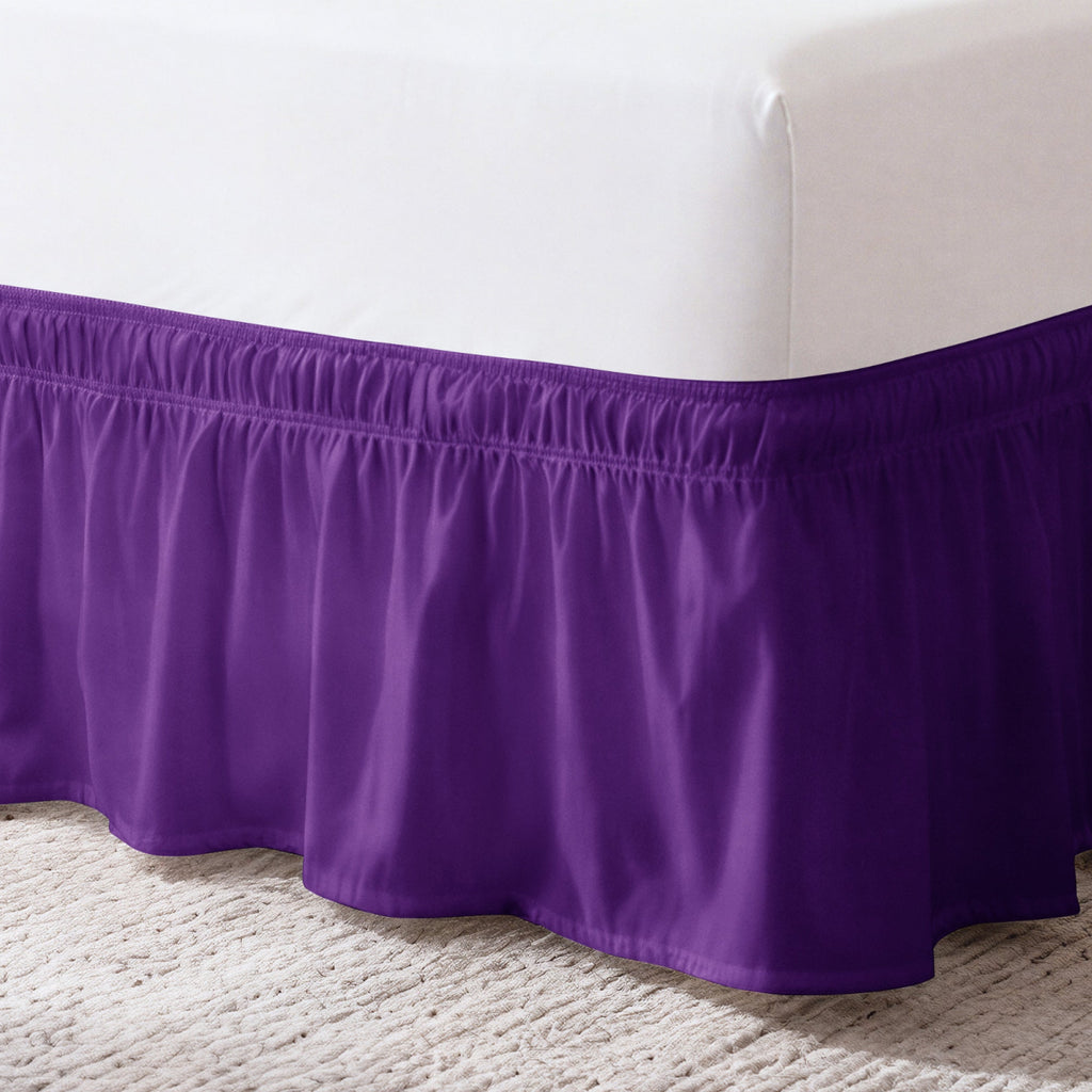 Ruffled Elastic Wrap Around Bedskirt 12 Inch Drop