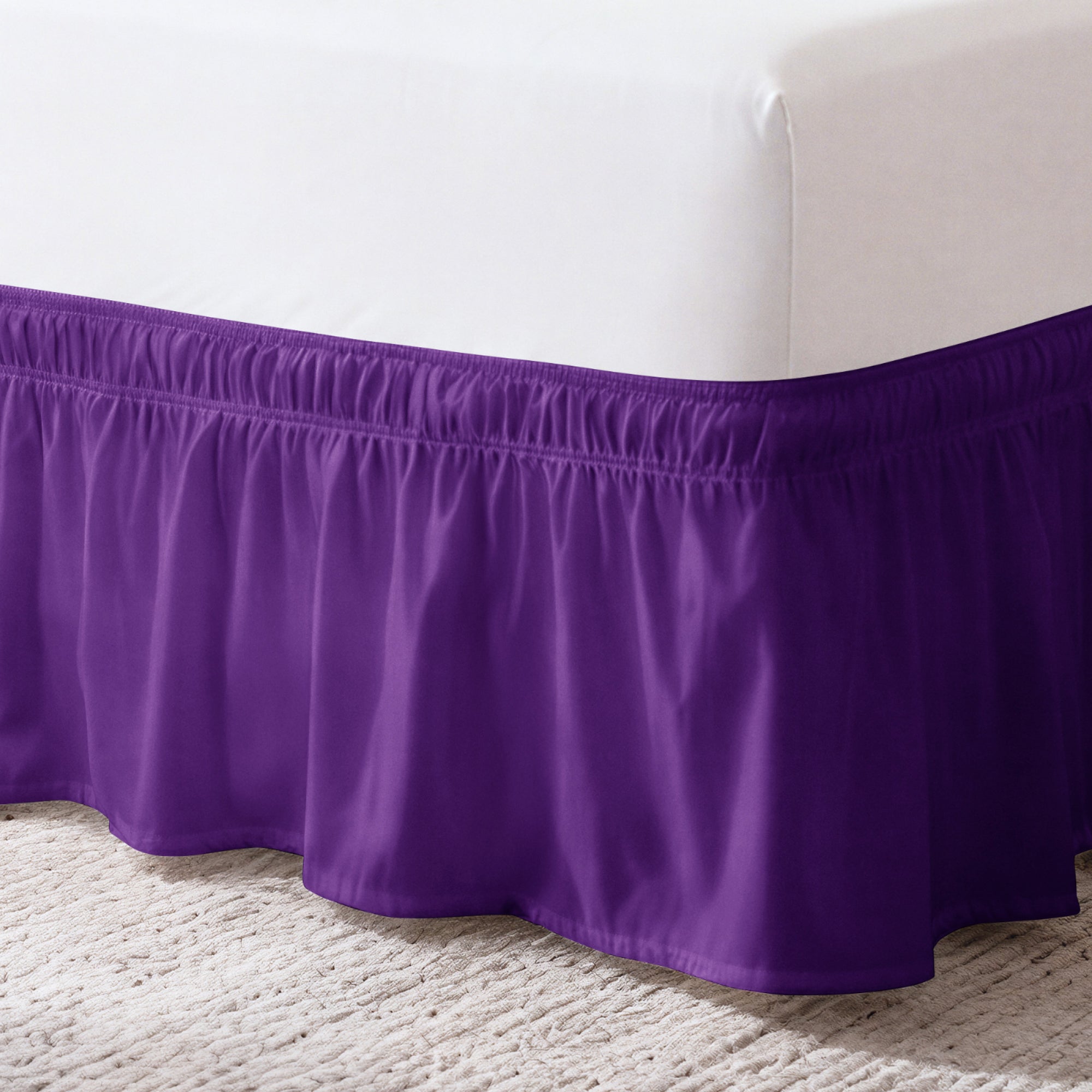 Ruffled Elastic Wrap Around Bedskirt 12 Inch Drop