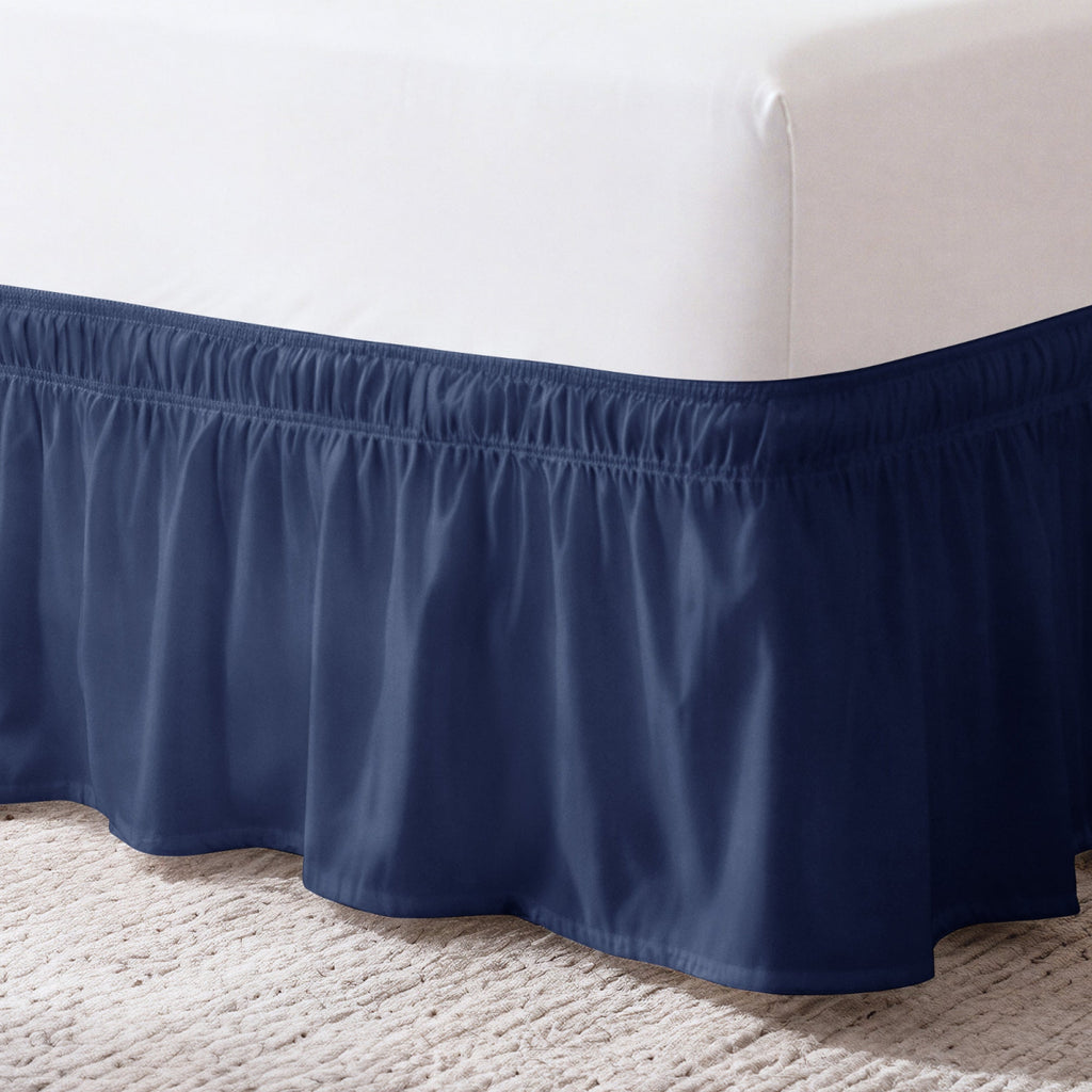 Ruffled Elastic Wrap Around Bedskirt 12 Inch Drop