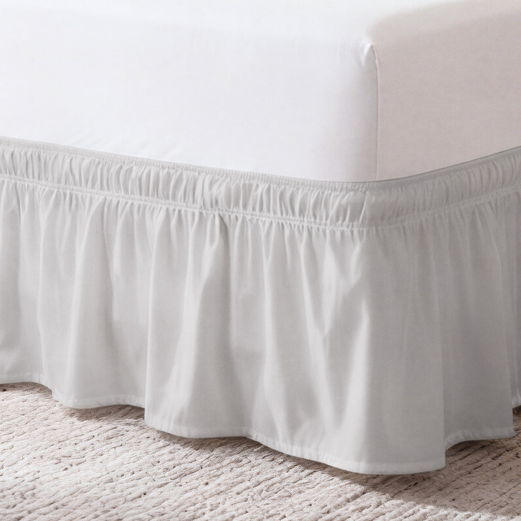Ruffled Elastic Wrap Around Bedskirt 15 Inch Drop