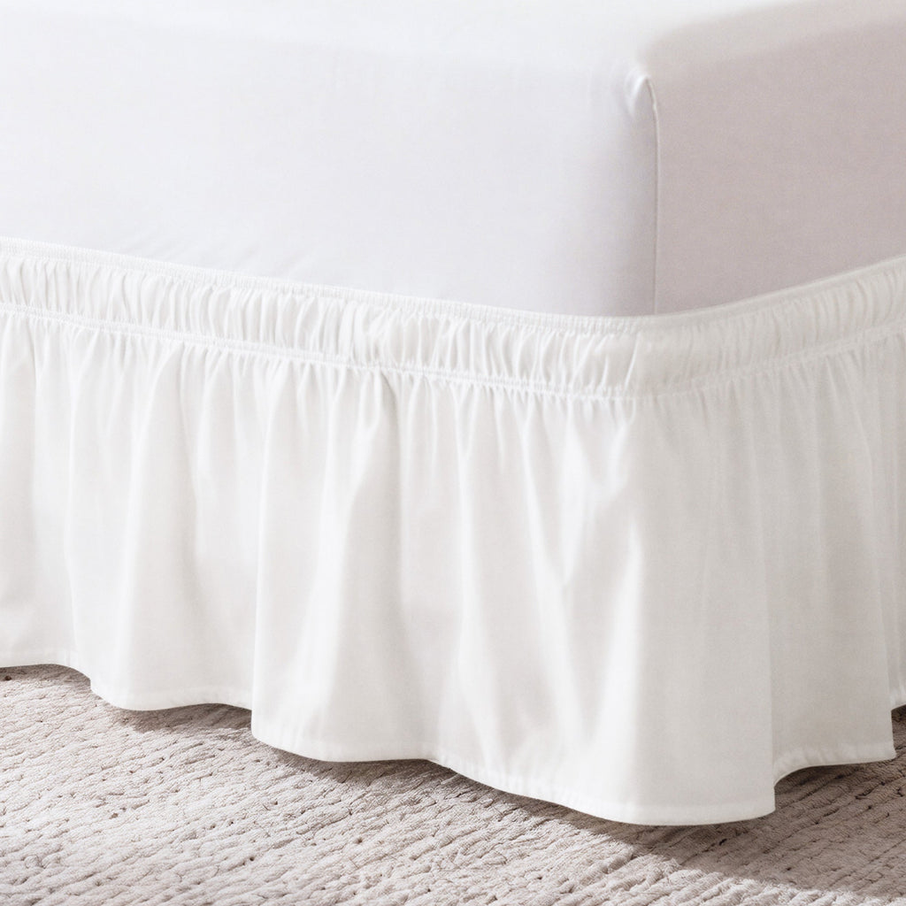Ruffled Elastic Wrap Around Bedskirt 12 Inch Drop