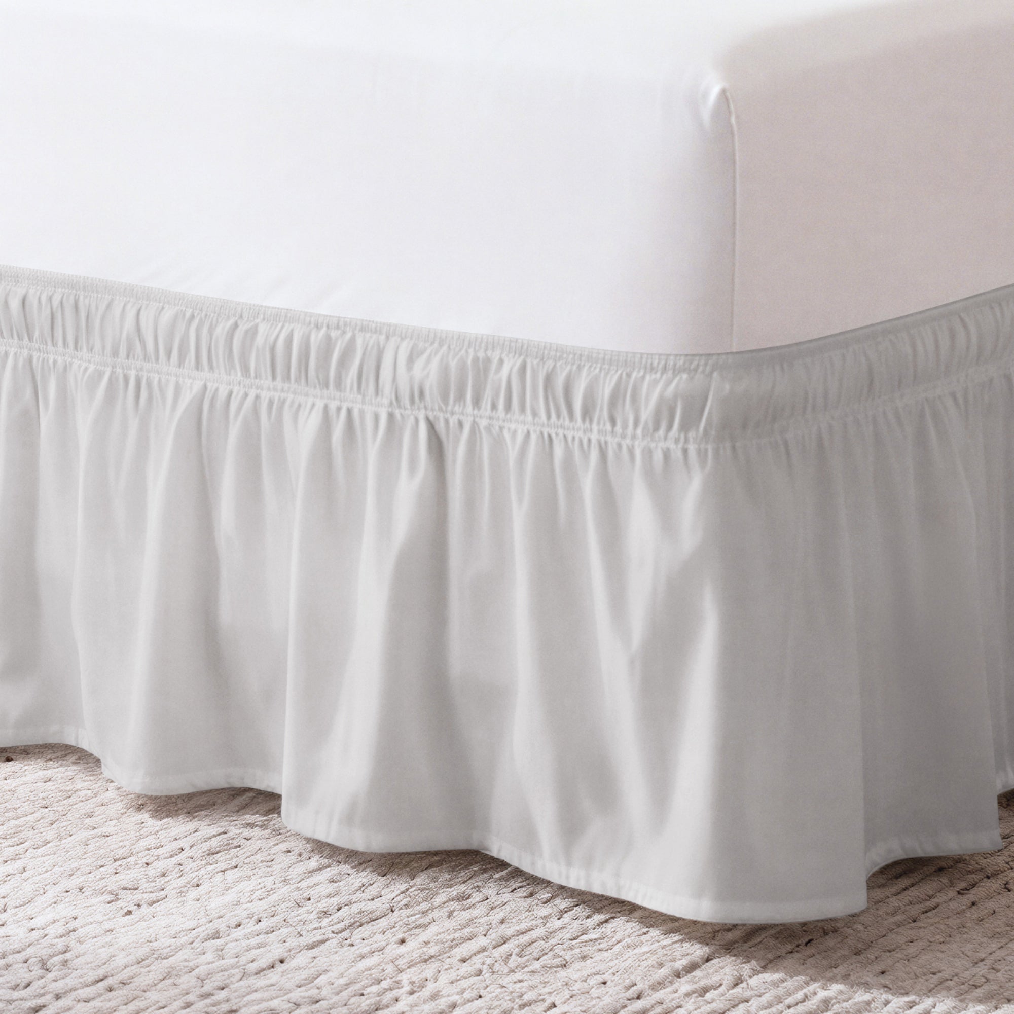 Ruffled Elastic Wrap Around Bedskirt 12 Inch Drop