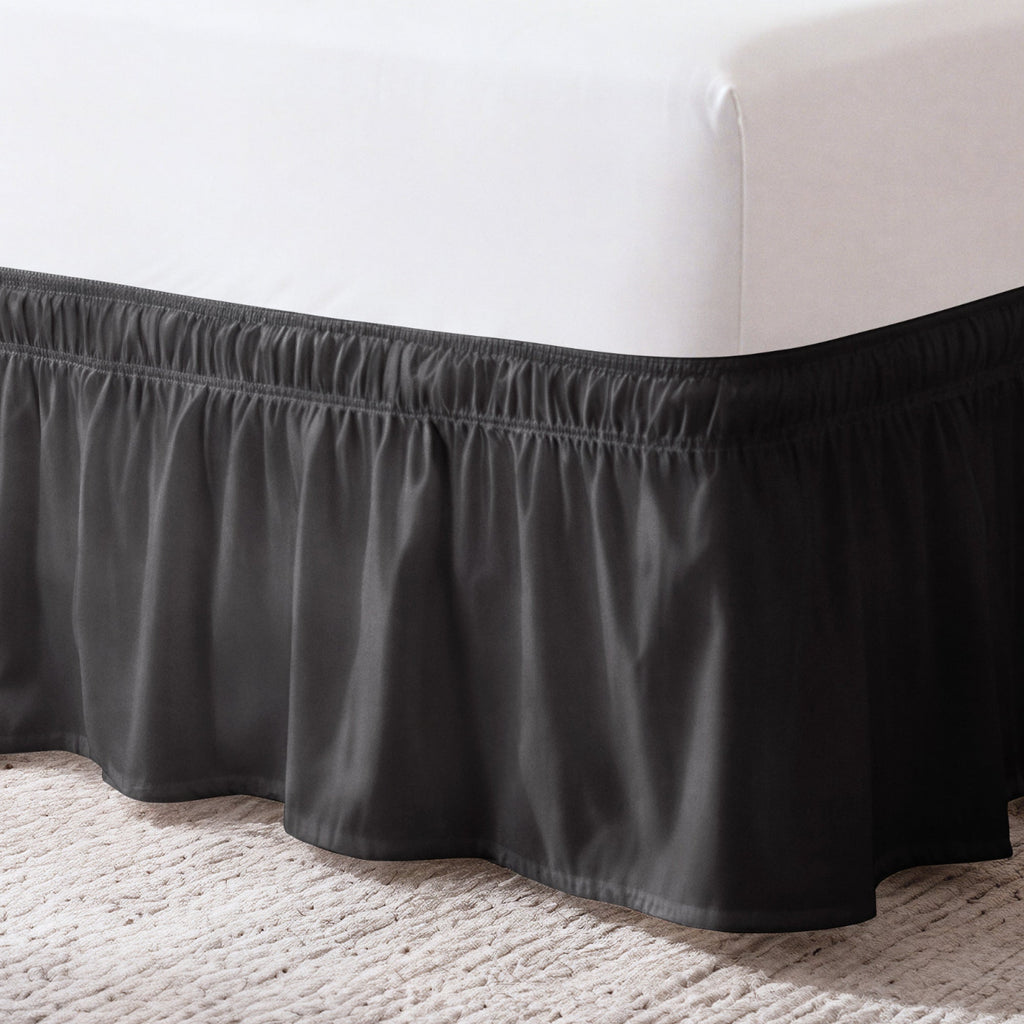 Ruffled Elastic Wrap Around Bedskirt 15 Inch Drop