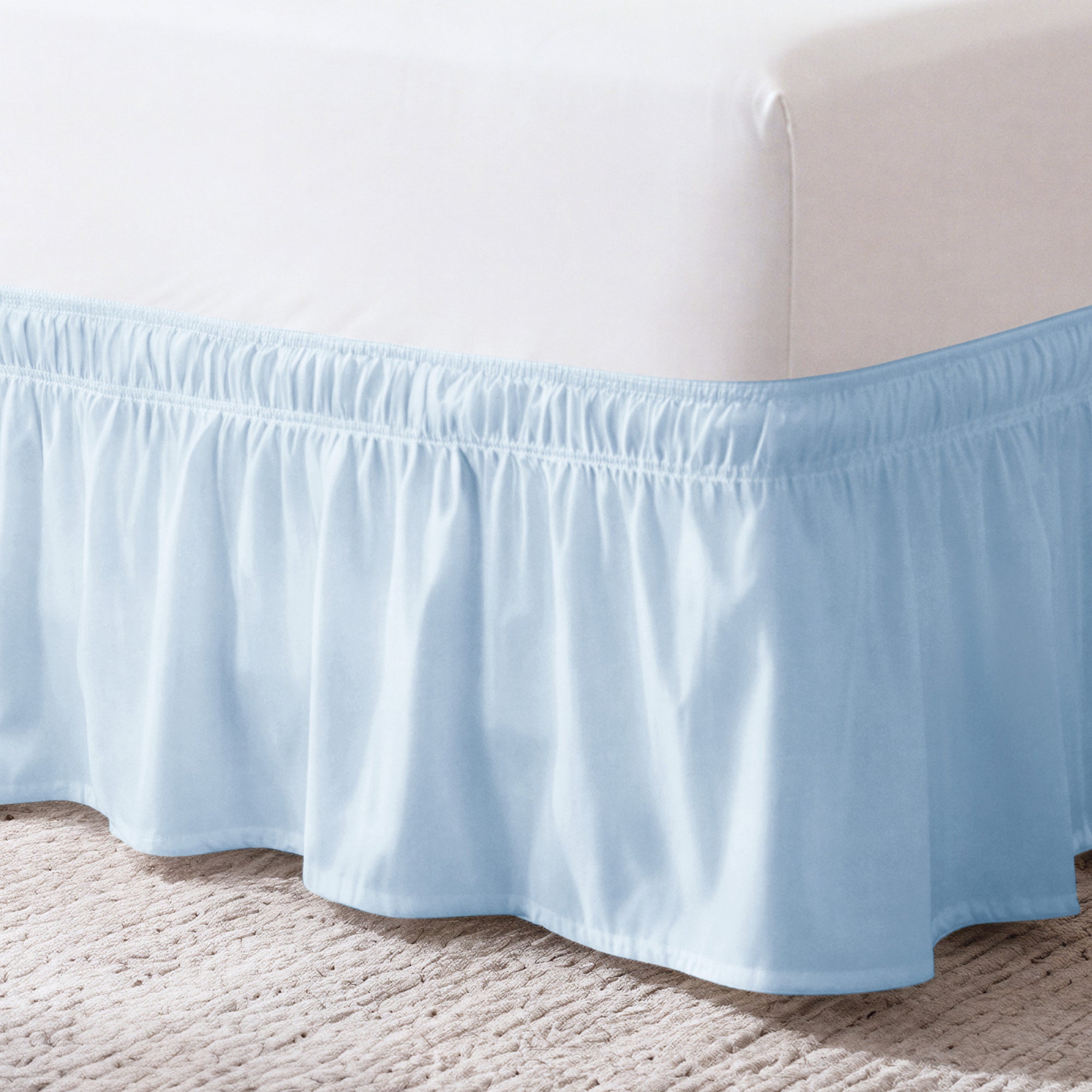 Ruffled Elastic Wrap Around Bedskirt 12 Inch Drop