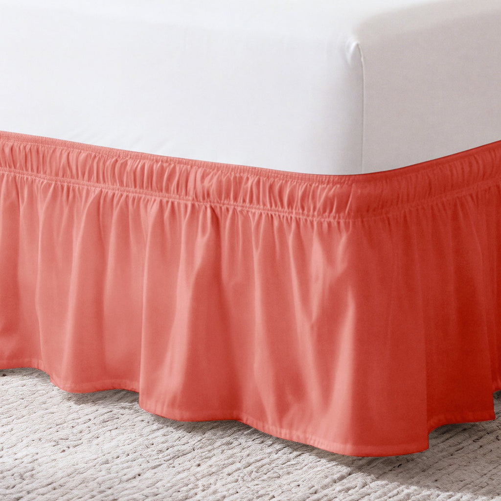 Ruffled Elastic Wrap Around Bedskirt 12 Inch Drop